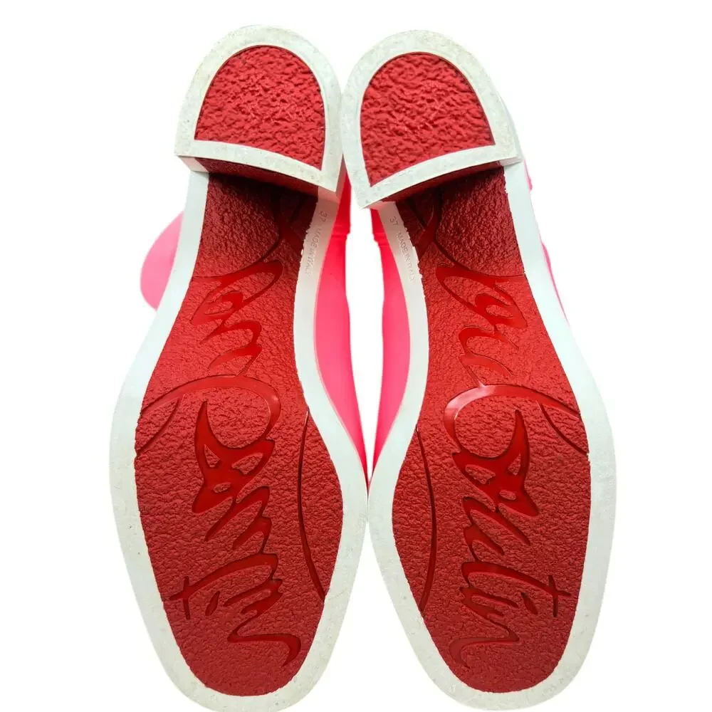 Christian Louboutin Loubirain Rubber Pvc Heeled Rain Boots Pink Size 37